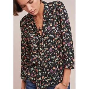 Anthropologie 21 of 52 Conversations Colloquial Floral Neck Tie Blouse Boho 8